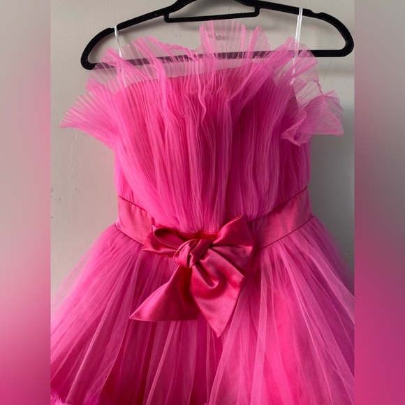 Hot Pink Tulle Corset Mini Dress Bow Barbiecore Prom Homecoming Event Size 4 - Picture 8 of 14
